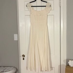 Zara Cream Midi Dress with Eyelet Detail